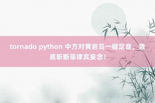 tornado python 中方对黄岩岛一槌定音，澈底斩断菲律宾妄念！